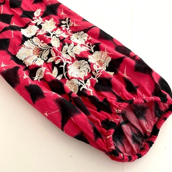 Sundance Hyacinth Cotton Oversized Top Sz Small Batik Boho Peasant Tassel Tie - Picture 9 of 14